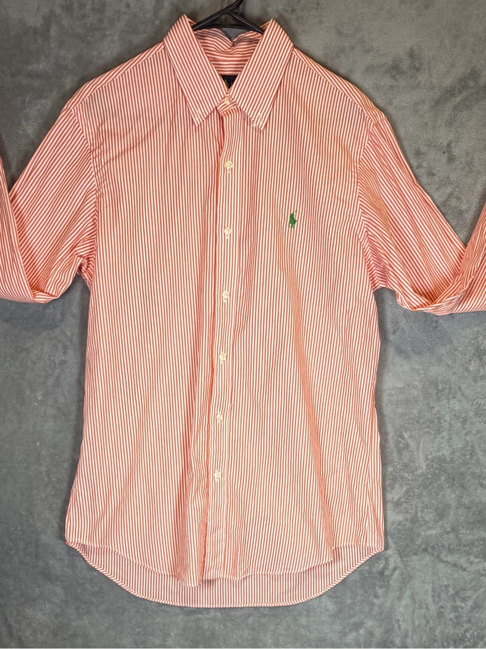 Ralph Lauren Red-White Striped Cotton Button-Down Shirt